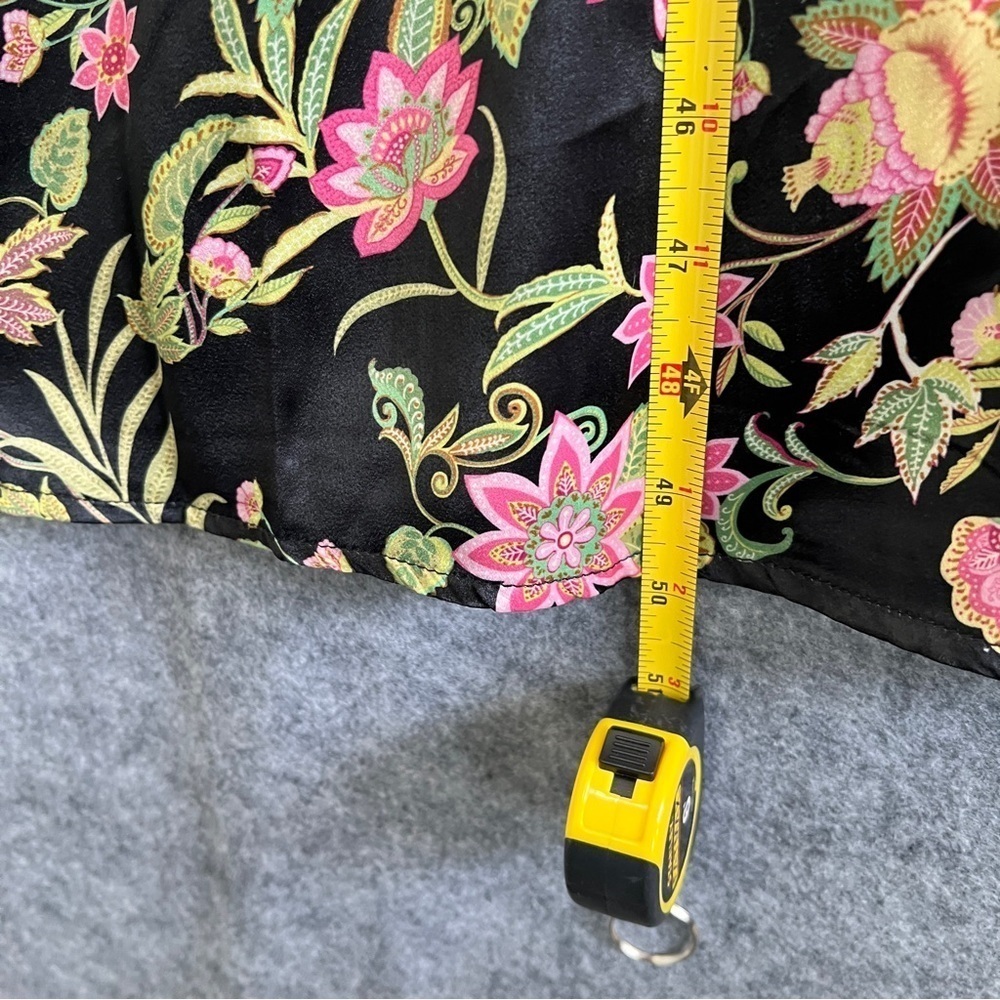 NSR Maxi Dress Satin Polyester Floral Black Pink Green Side Slit Size Small - Picture 8 of 12